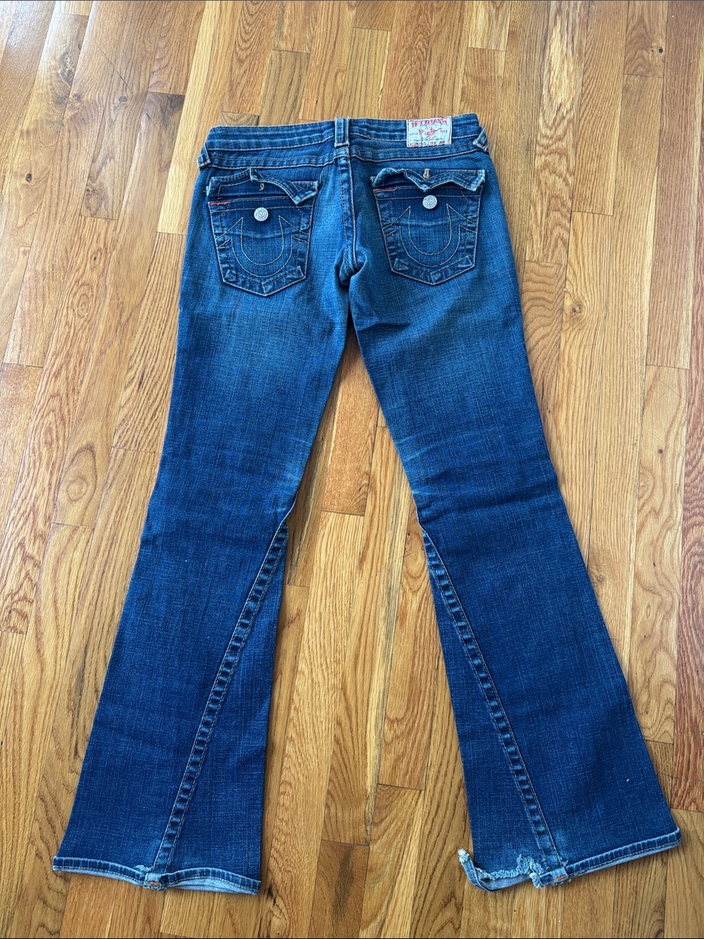 True Religion Dark Blue Flare Jeans with Signature Back Pockets